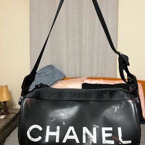 CHANEL Sports Line Shoulder Nylon Black